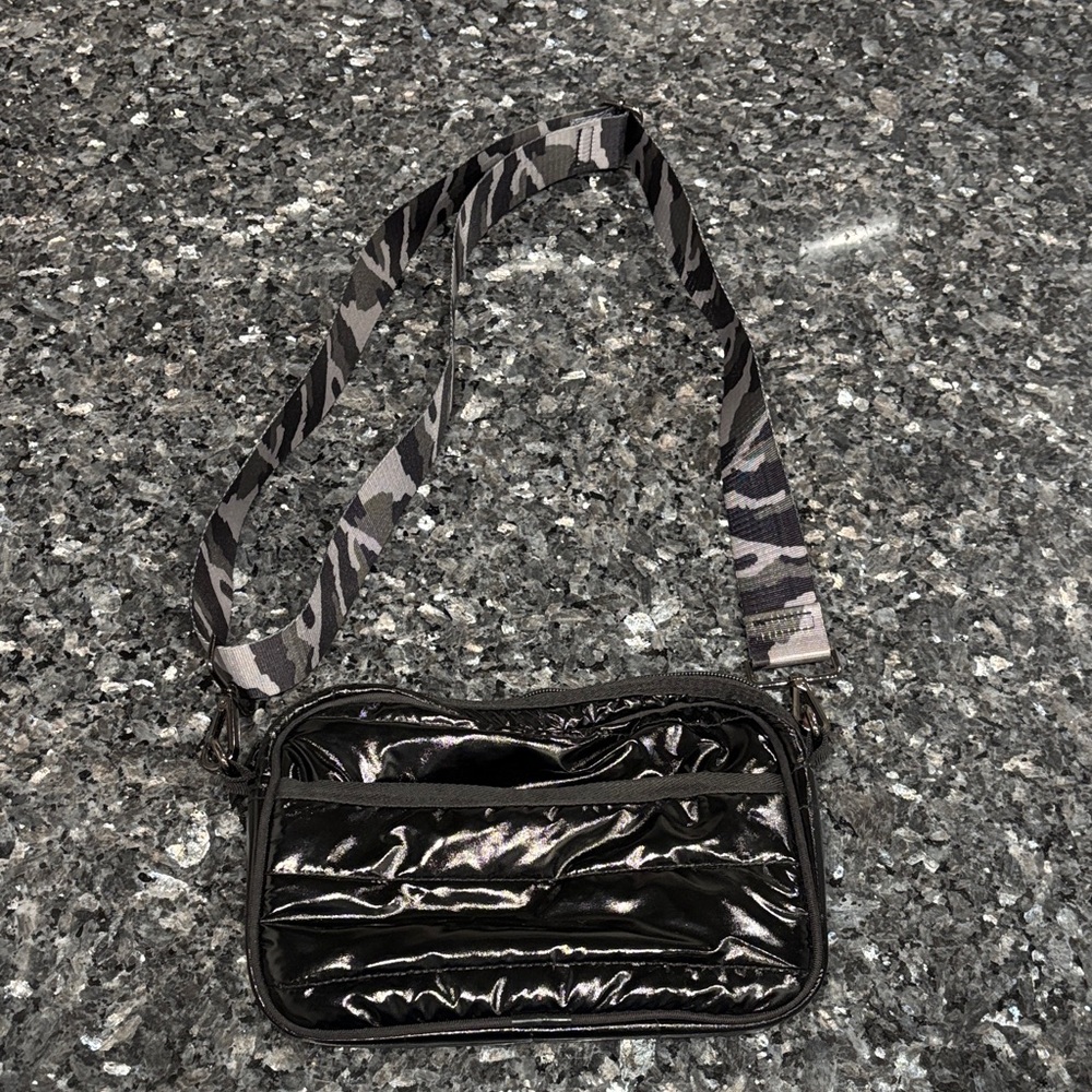 Haute Shore Black Crossbody Bag with Zipper Detail